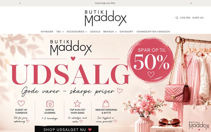 Skærmbillede af butikmaddox.dk