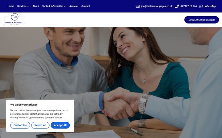 Screenshot of butlersmortgages.co.uk