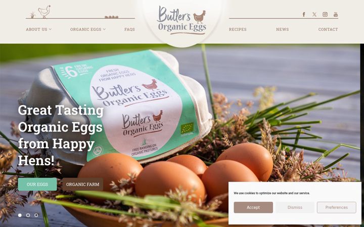 Zrzut ekranu butlersorganiceggs.ie