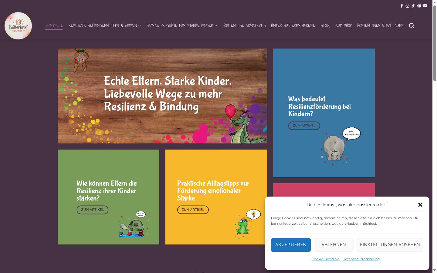 Screenshot des Einwilligungsbanners vor jeglicher Interaktion