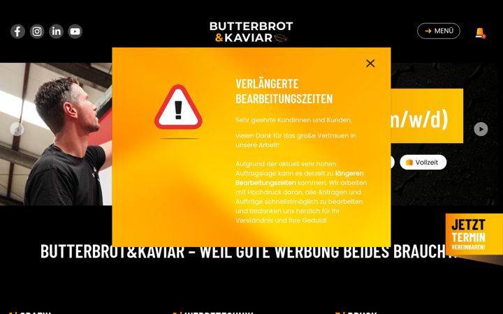 Skærmbillede af butterbrotundkaviar.de