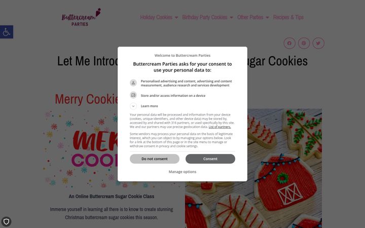 Screenshot of buttercreamparties.com