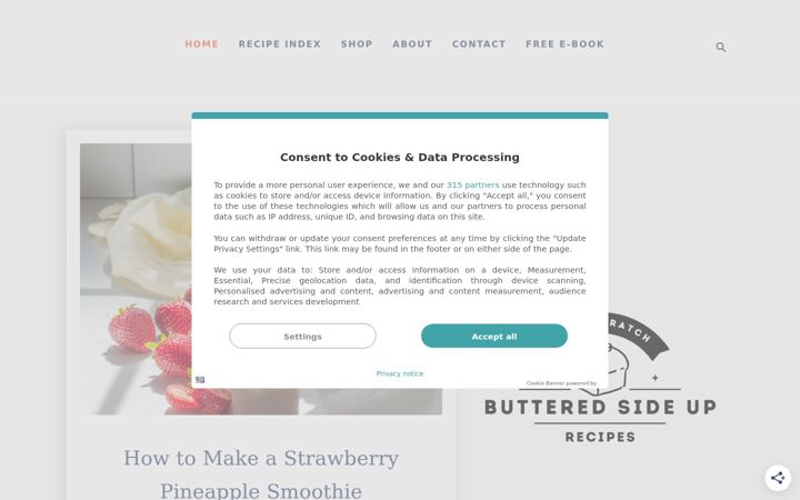 Screenshot of butteredsideupblog.com