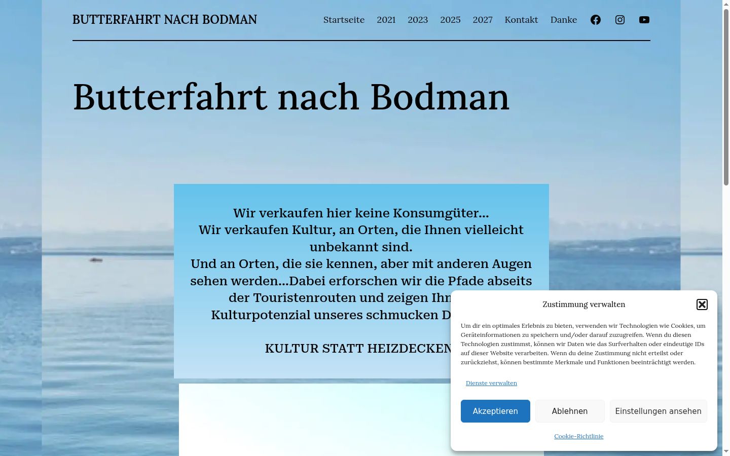 Screenshot del banner di consenso mostrato prima di qualsiasi interazione