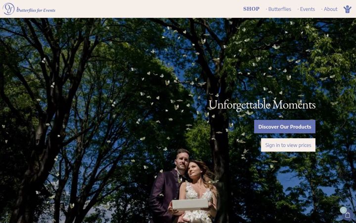 Skærmbillede af butterflies4events.com