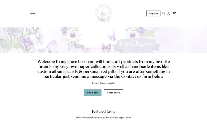 Screenshot of butterfliesandbowspapercrafts.com.au