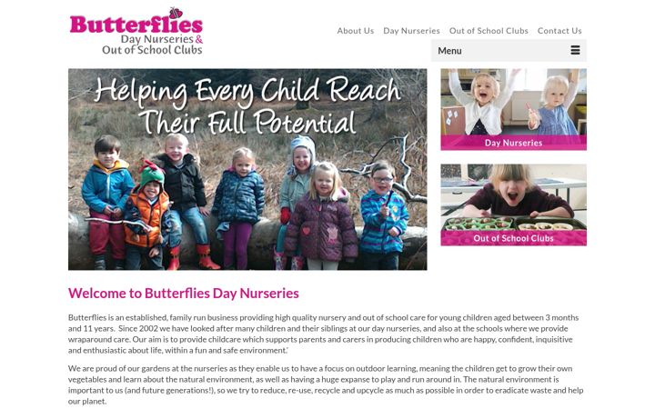 Screenshot of butterfliesdaynurseries.com