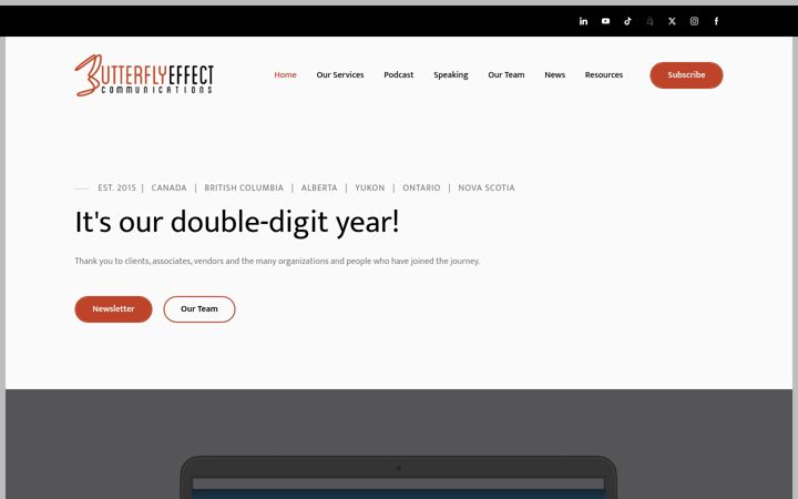 Screenshot of butterflyeffectcommunications.ca