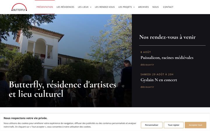 Captură de ecran a butterflylieuculturel.fr