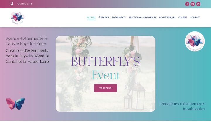 Captură de ecran a butterflysevent.fr