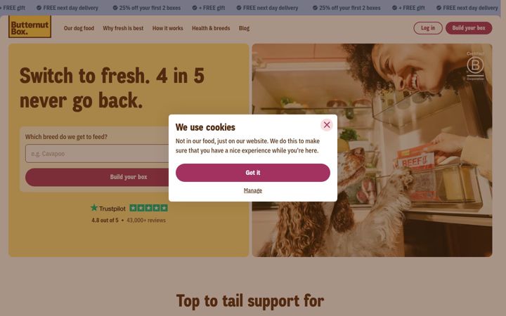 Screenshot of butternutbox.com