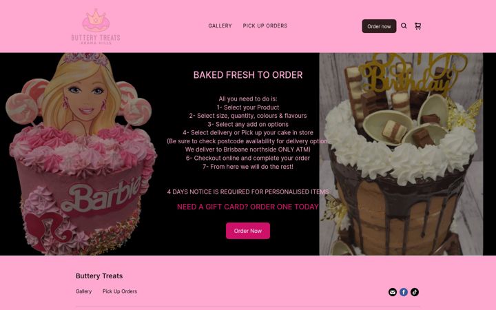 Screenshot of butterytreats.com.au
