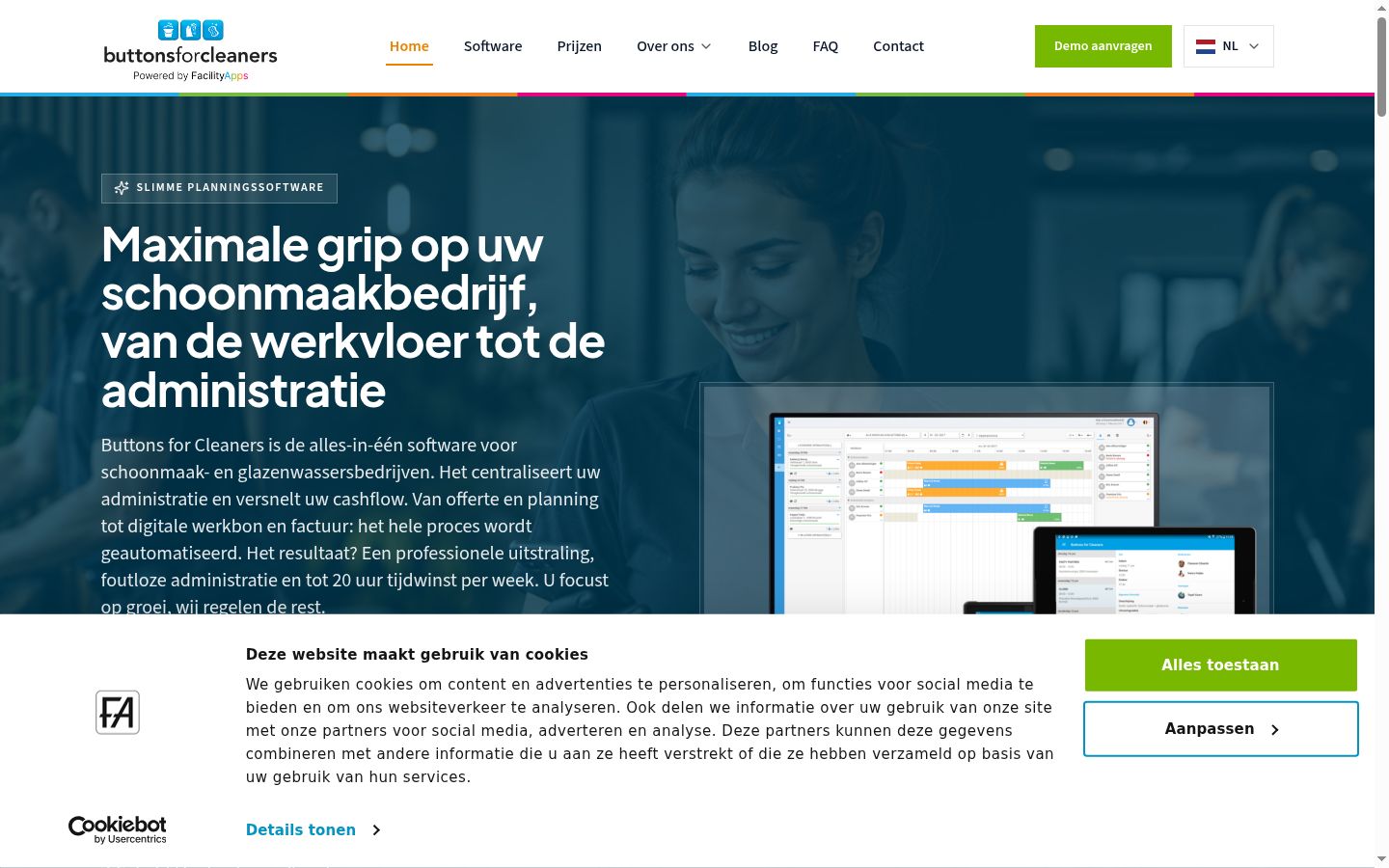 Screenshot van de toestemmingsbanner zoals getoond vóór enige interactie