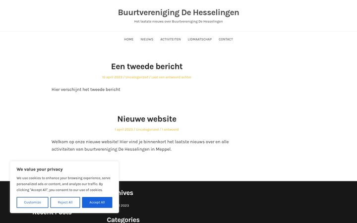 Screenshot of buurtverenigingdehesselingen.nl