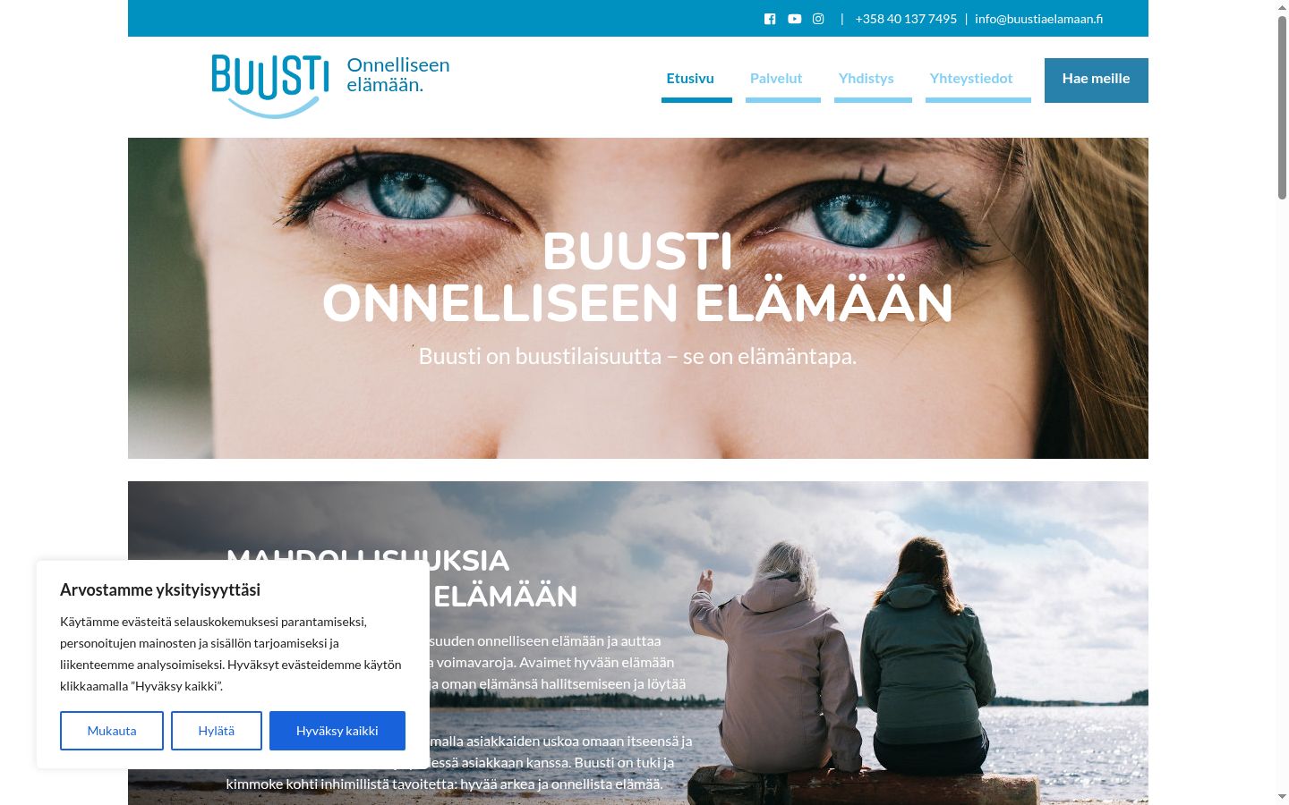 Kuvakaappaus suostumusbannerista, joka näytettiin ennen mitään vuorovaikutusta