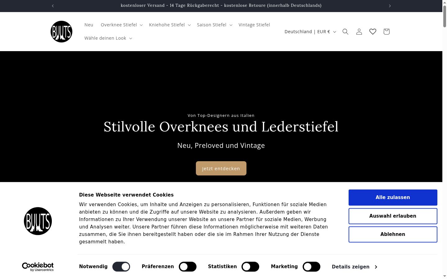 Skærmbillede af samtykkebanneret, som det blev vist før nogen interaktion