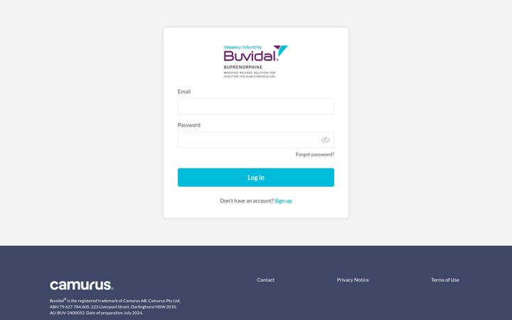 Screenshot of buvidal.com.au