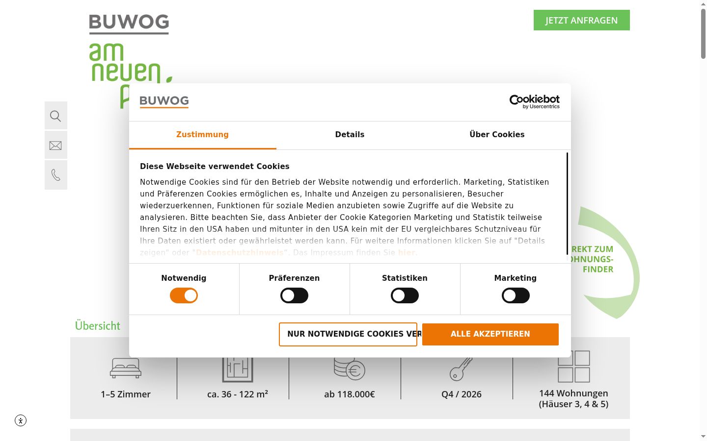 Screenshot del banner di consenso mostrato prima di qualsiasi interazione
