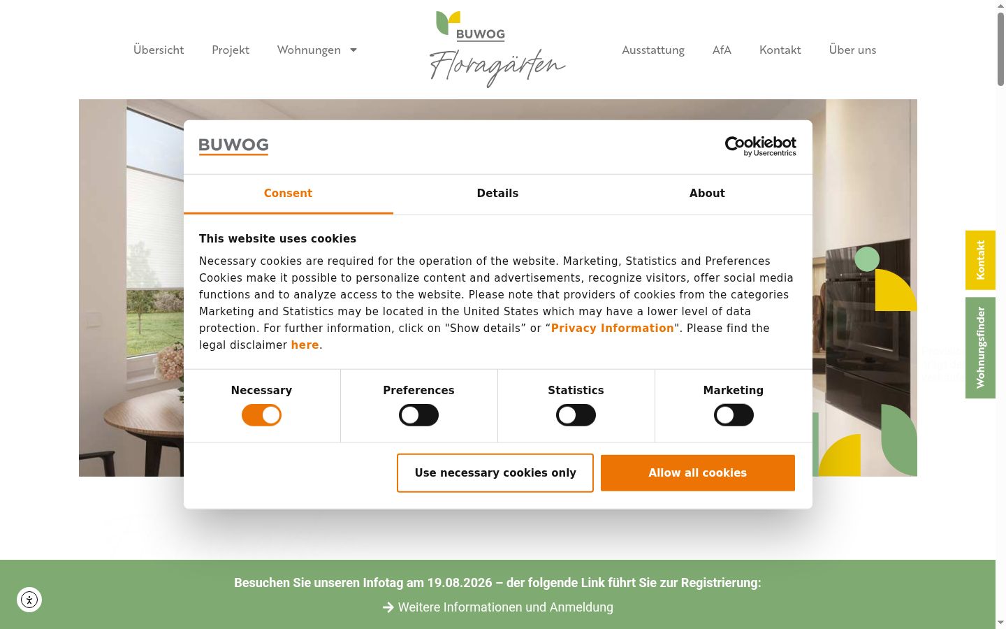 Screenshot tal-banner tal-kunsens muri qabel kwalunkwe interazzjoni