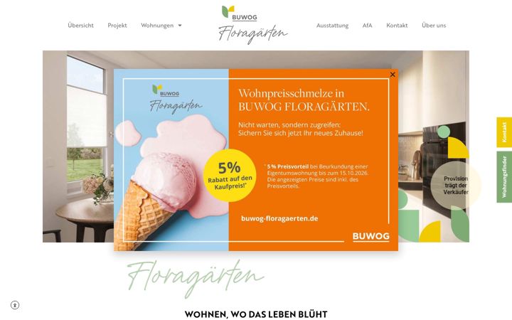 Screenshot of buwog-floragaerten.de