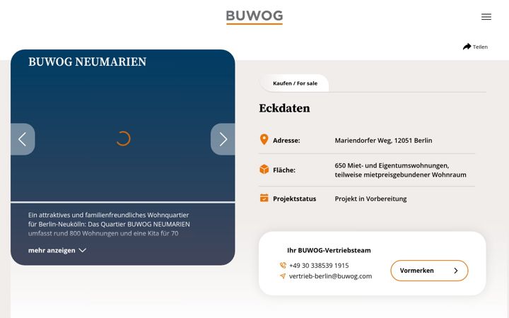 Screenshot of buwog-neumarien.de