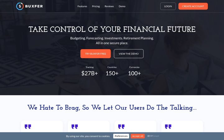 Screenshot of buxfer.com