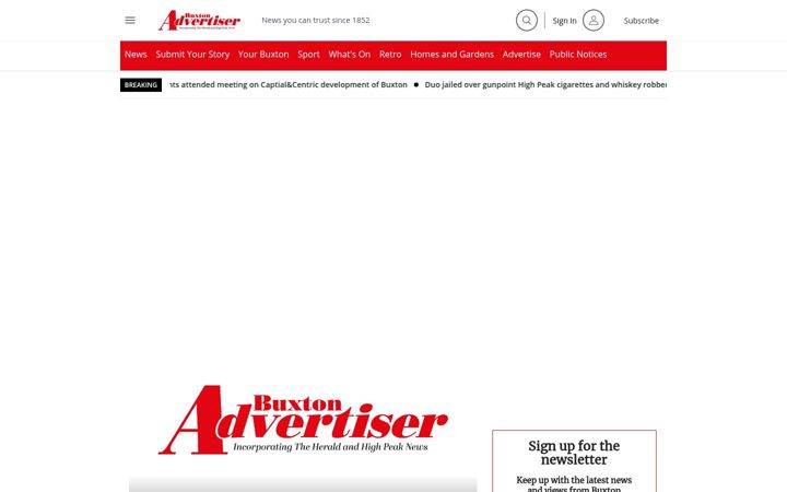 Screenshot of buxtonadvertiser.co.uk