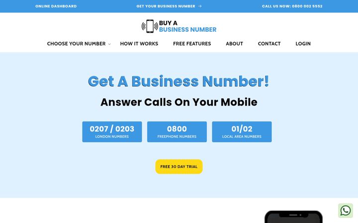 Screenshot of buyabusinessnumber.co.uk