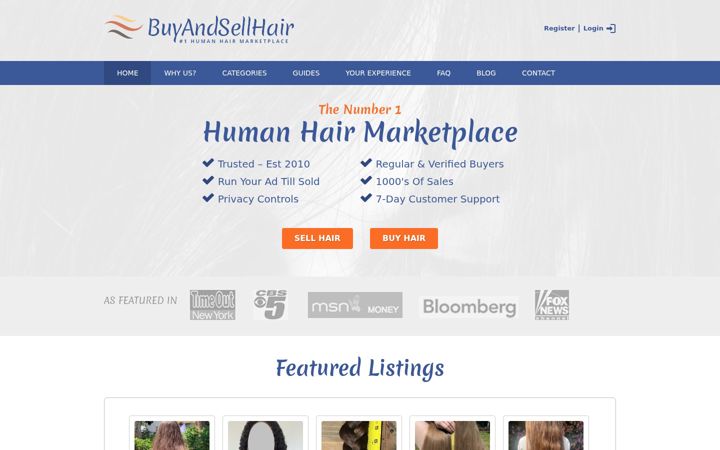 Skjermbilde av buyandsellhair.com