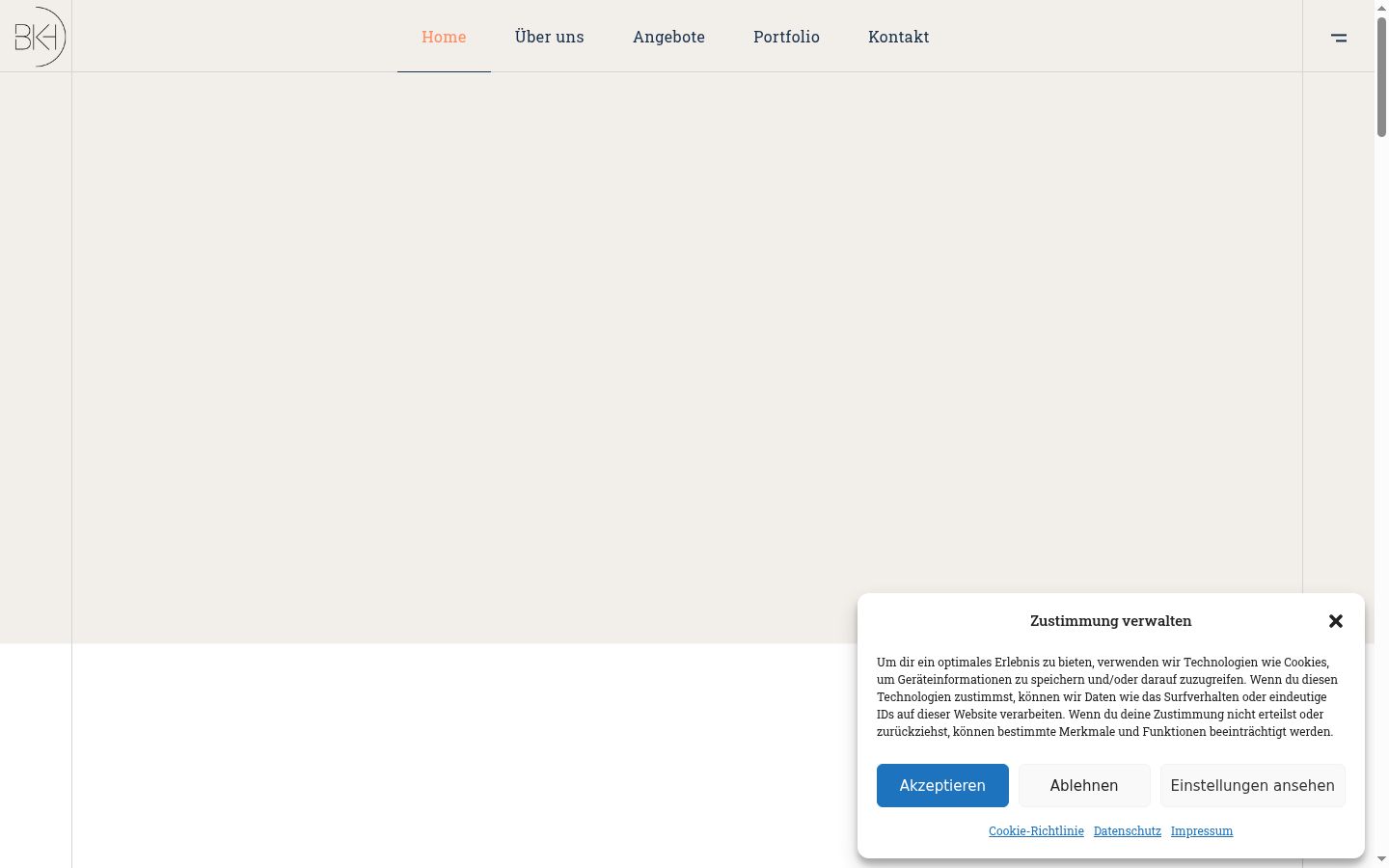 Screenshot des Einwilligungsbanners vor jeglicher Interaktion