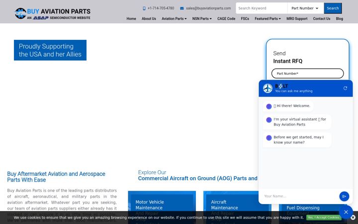 Screenshot of buyaviationparts.com