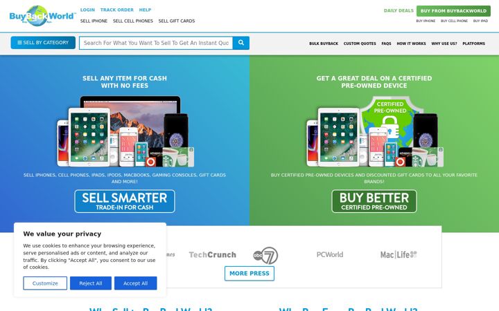 Screenshot of buybackworld.com