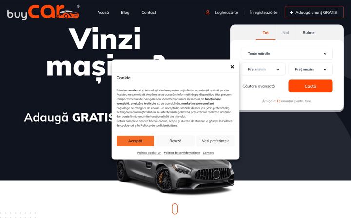 Screenshot stránky buycar.ro