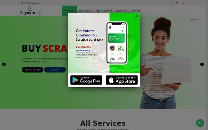 Skærmbillede af buycard.ng