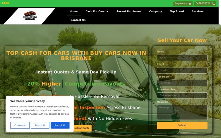 Screenshot of buycarsnowbrisbane.com.au