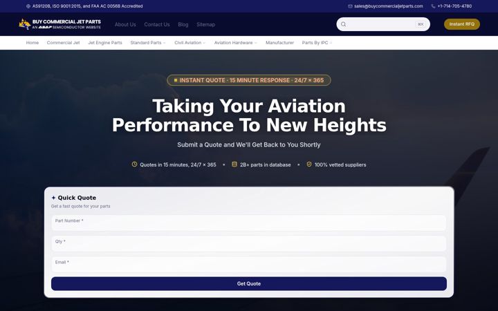 Screenshot of buycommercialjetparts.com