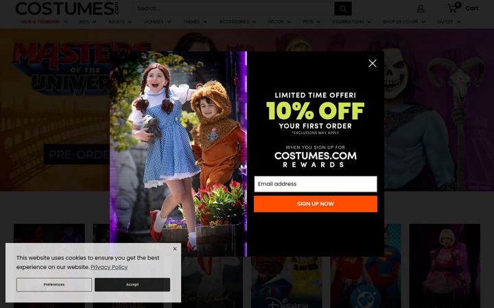 Captură de ecran a buycostumes.com