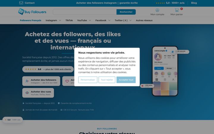 Screenshot of buyfollowers.fr