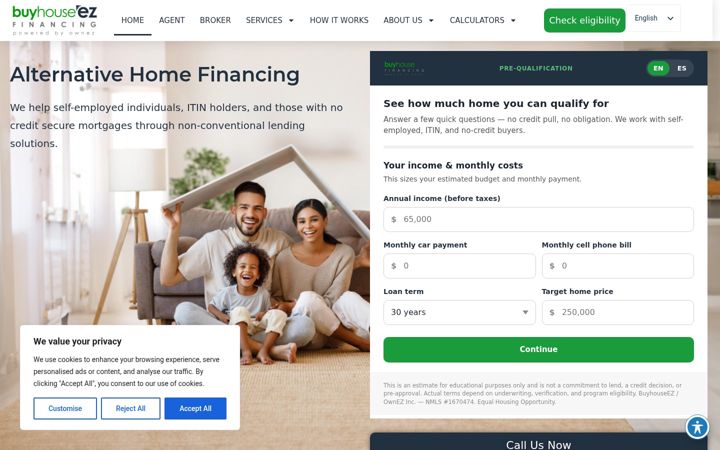 Screenshot of buyhouseez.com