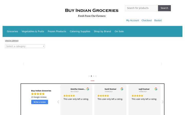 Screenshot of buyindiangroceries.com