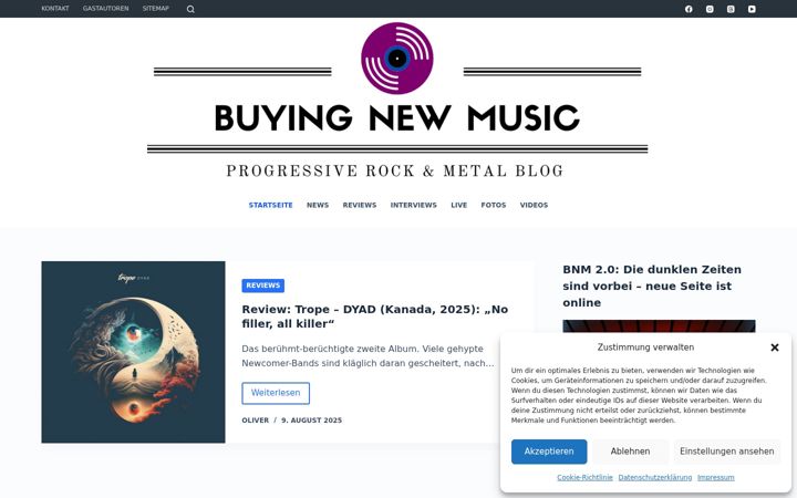 Screenshot of buyingnewmusic.com