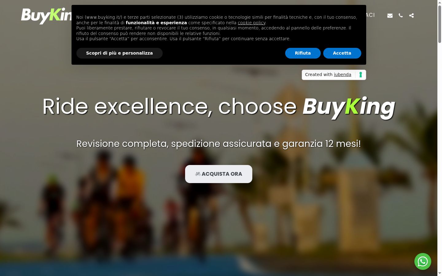 Screenshot del banner di consenso mostrato prima di qualsiasi interazione