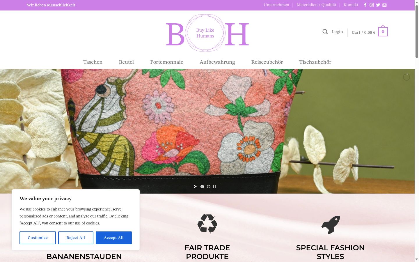 Screenshot of the consent banner shown before any interaction