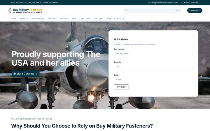 Screenshot of buymilitaryfasteners.com
