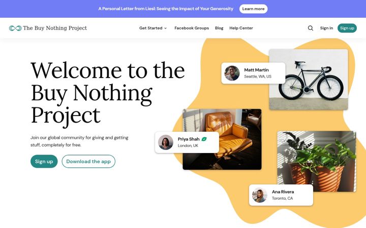 Screenshot of buynothingproject.org