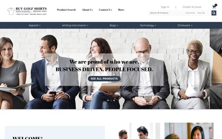 Screenshot of buypoloshirts.com