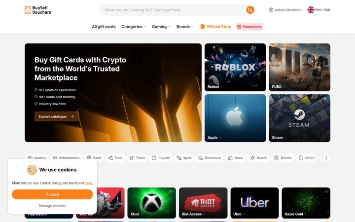 Screenshot of buysellvouchers.com