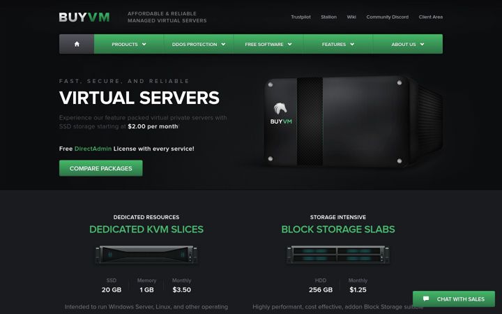 Screenshot von buyvm.net