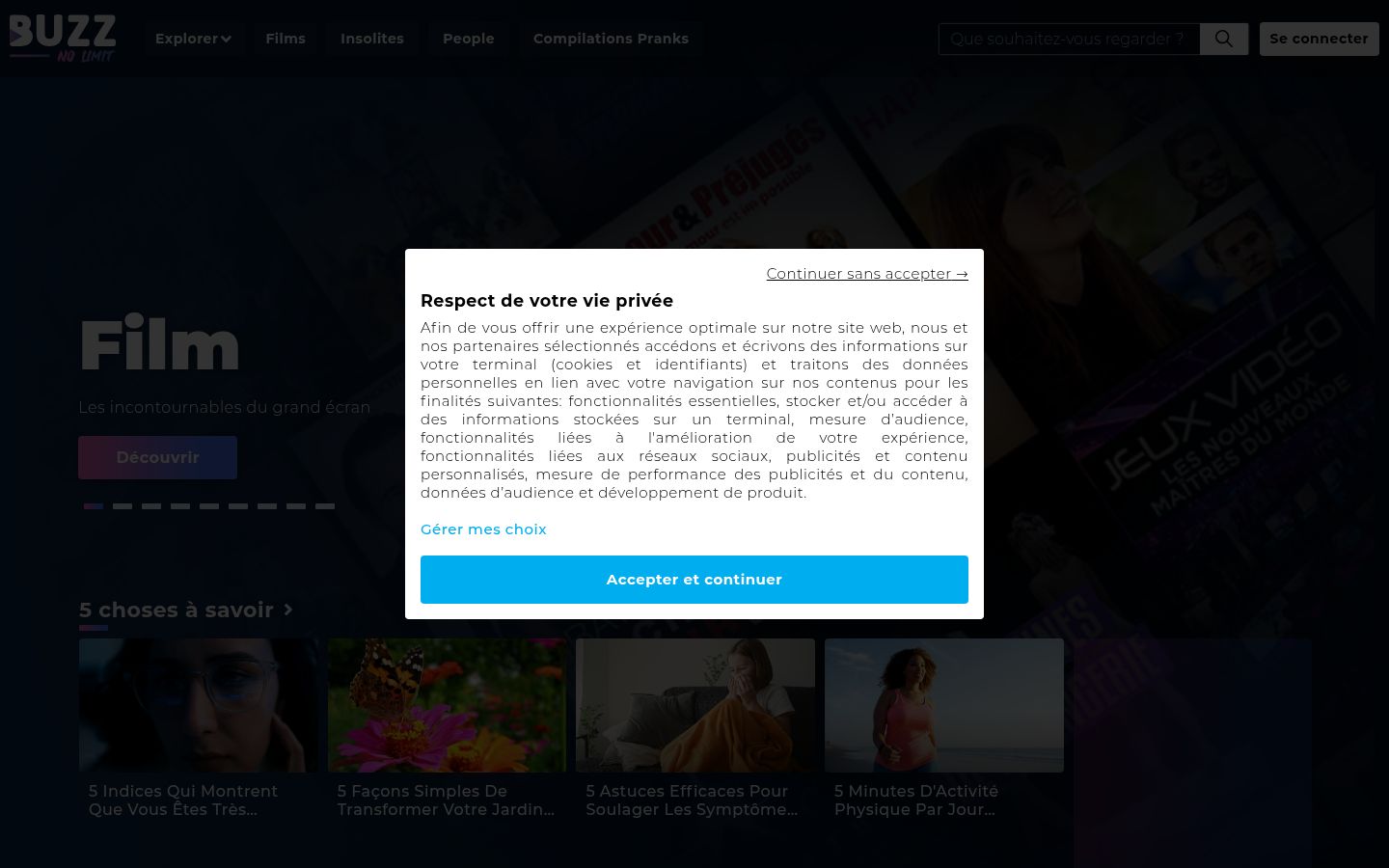 Sutikimo reklamjuostės, rodytos prieš bet kokią sąveiką, ekrano kopija