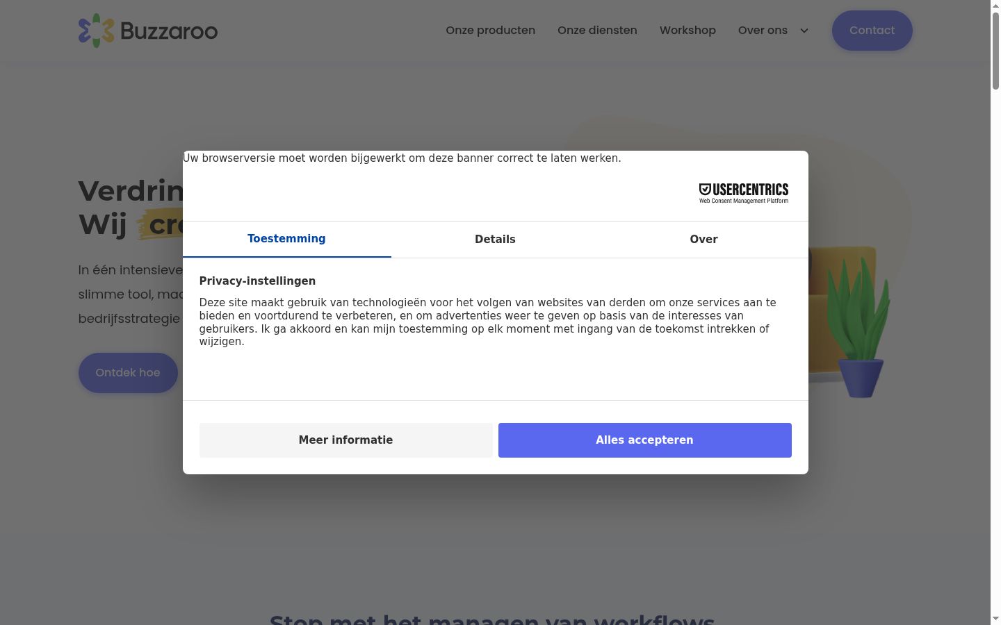 Screenshot of the consent banner shown before any interaction